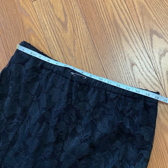 Black lace Woman’s Vitage midi skirt A-line flare  elastic waistband size M~L - Picture 10 of 16